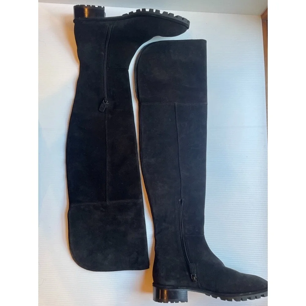 Stuart Weitzman Amber Suede Over The Knee Boots Black S1731 US 8.5B NWOB